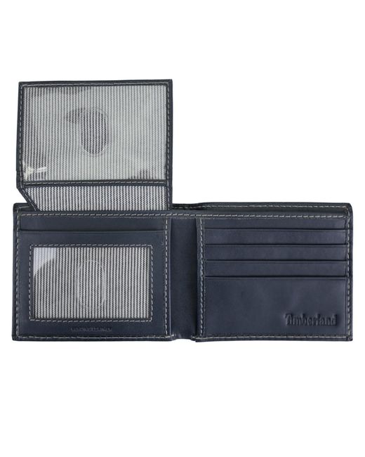 Timberland Blue Cloudy Passcase Leather Wallet for men