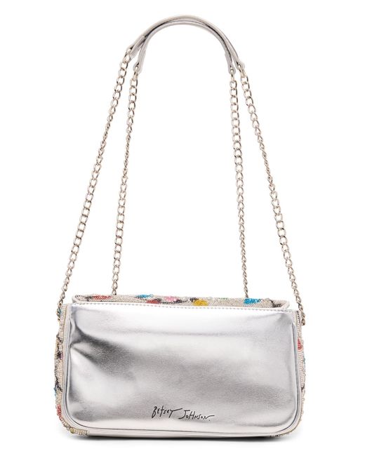 Betsey Johnson White Modern Sparkler Convertible Small Crossbody Bag