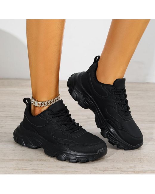 BERNESS Black Lidia Mixed Material Sneakers