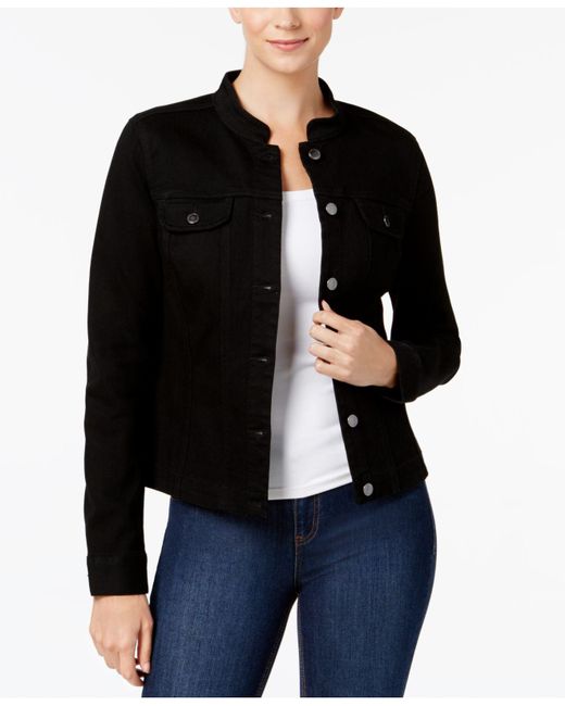 Mandarin-collar Denim Jacket 