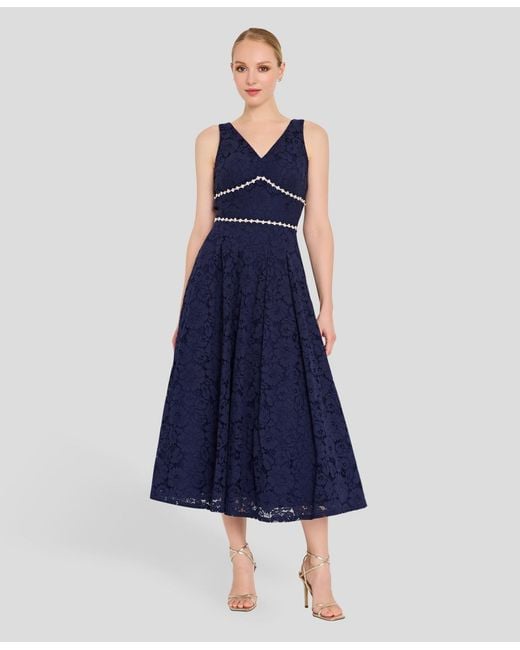 tahari navy lace dress Elie Tahari black and navy dress S (4-6)
