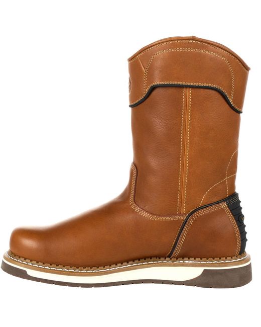 Georgia Boot Brown Amp Lt Wedge Pull On Work Boot for men