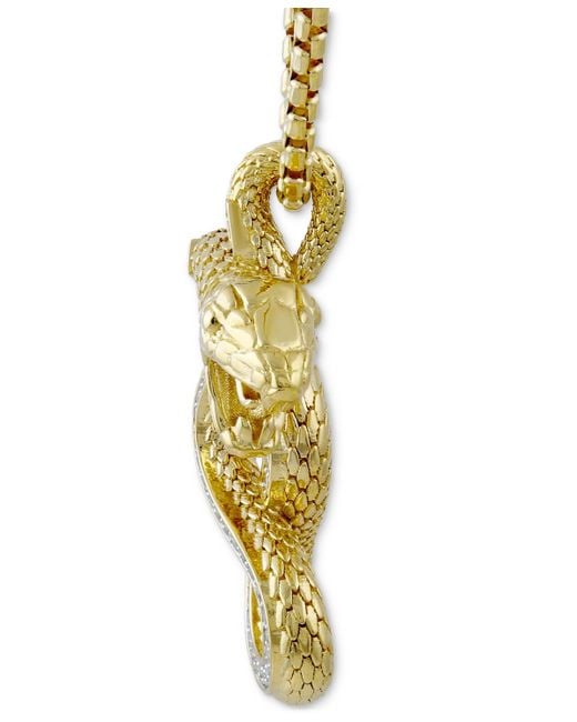 Macy's Metallic Diamond Striking Snake 22" Pendant Necklace (1/4 Ct. T.w. for men