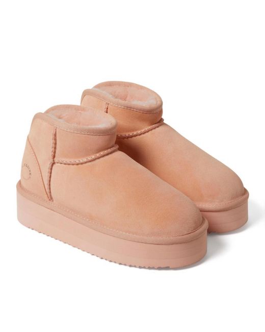 Dearfoams Pink Fireside By Kingston Genuine Shearling Platform Bootie
