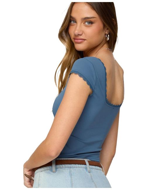 Edikted Blue Adela Square Neck Top
