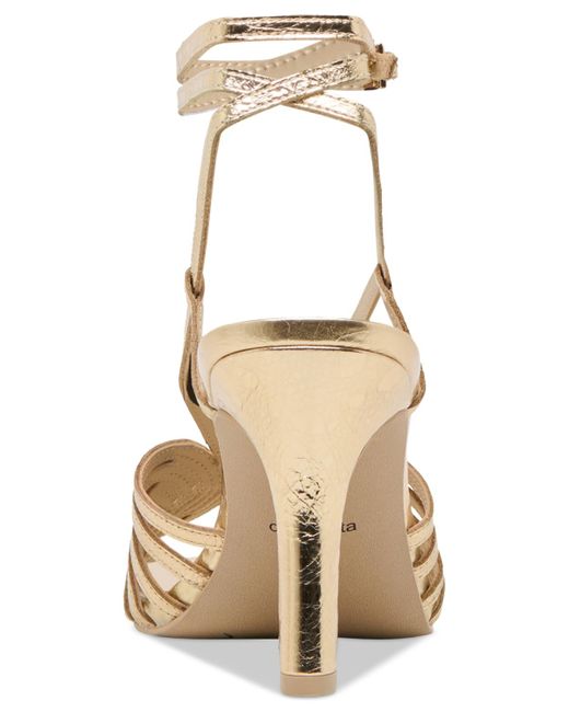 Dolce Vita Metallic Nivana Strappy Two-piece Ankle-wrap Dress Sandals