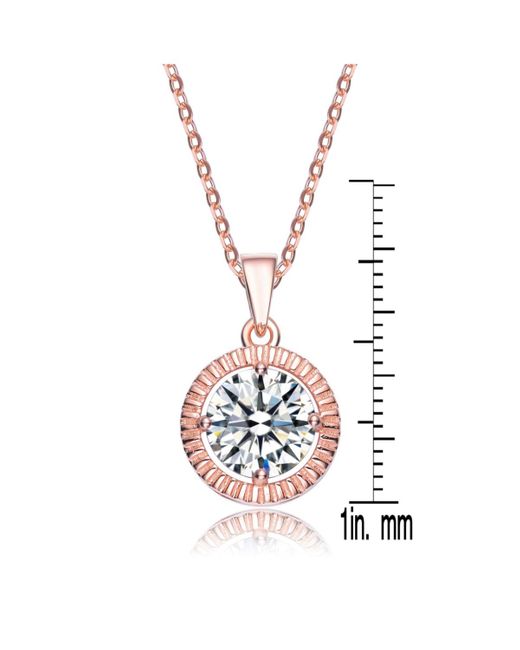 Genevive Jewelry White Cubic Zirconia Sterling Silver Gold Plated Classic Round Pendant