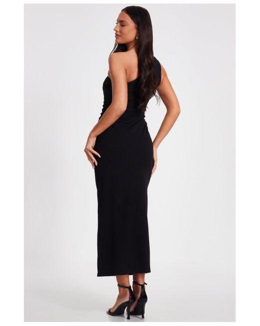 Quiz Black Asymmetric Scuba Crepe Maxi Dress