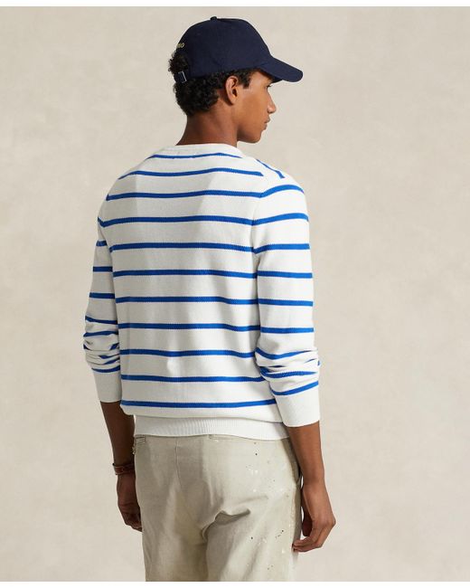 Polo Ralph Lauren Blue Striped Mesh-knit Jumper for men