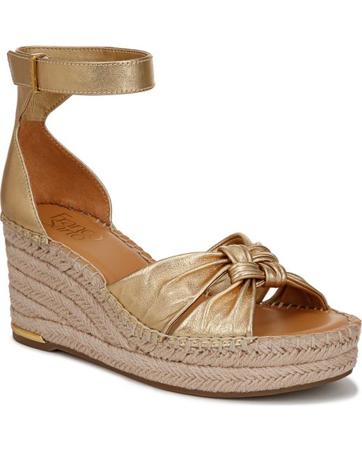 Franco Sarto Brown Clementine Open Toe Espadrille Wedge Sandals