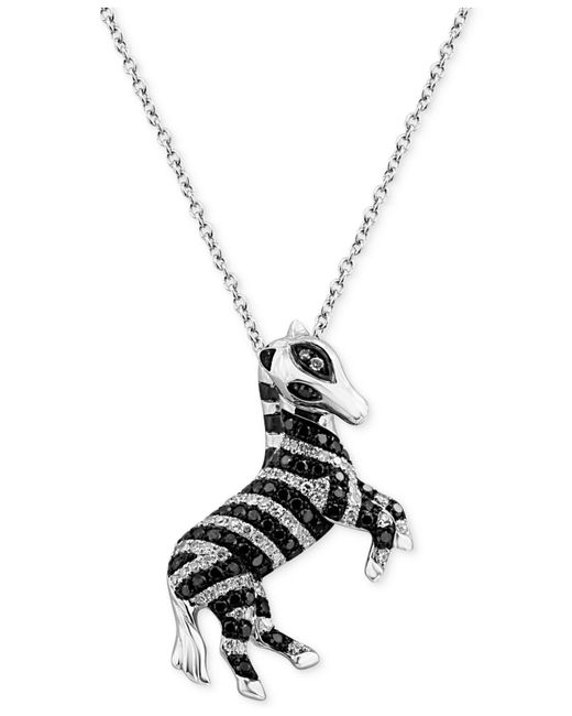 Effy Diamond Zebra Pendant Necklace (1/2 Ct. T.w.) In 14k White Gold Lyst