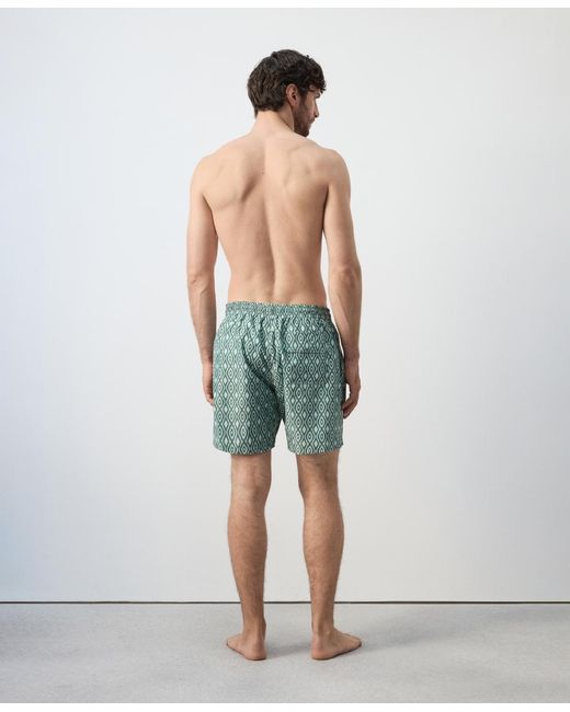 Mango Green Drawstring Printed Swim Trunks for men
