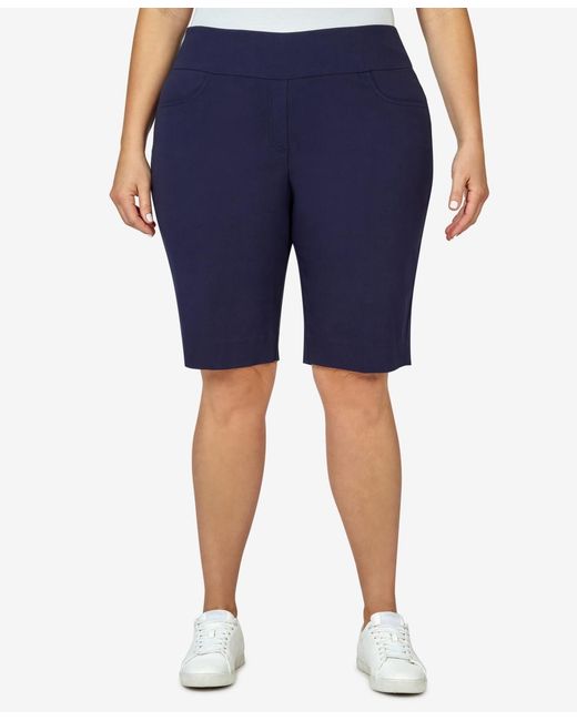 Ruby Rd Blue Plus Size Tech Stretch Shorts