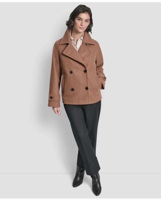 DKNY Natural Short Double Breasted Collared Coat P Xs Xxl