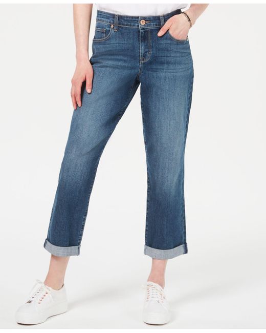 Style & Co. Blue Curvy-fit Cuffed Boyfriend Jeans, Created For Macy's