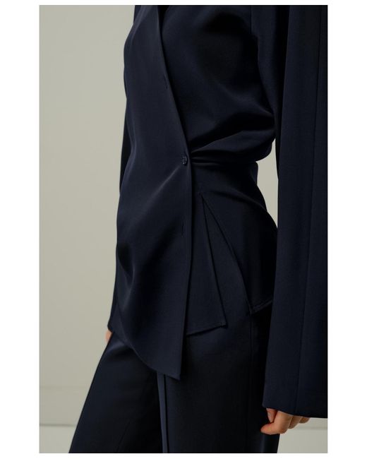 LILYSILK Blue Multipositional Silk Shirt