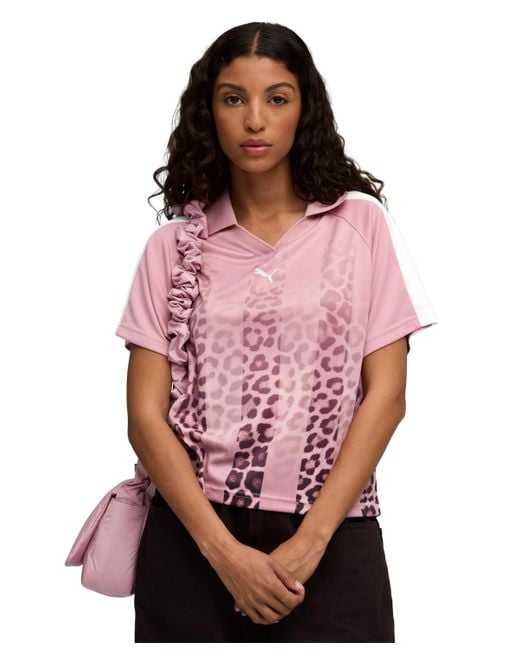 PUMA Pink Leo Luxe Relaxed Jersey Top