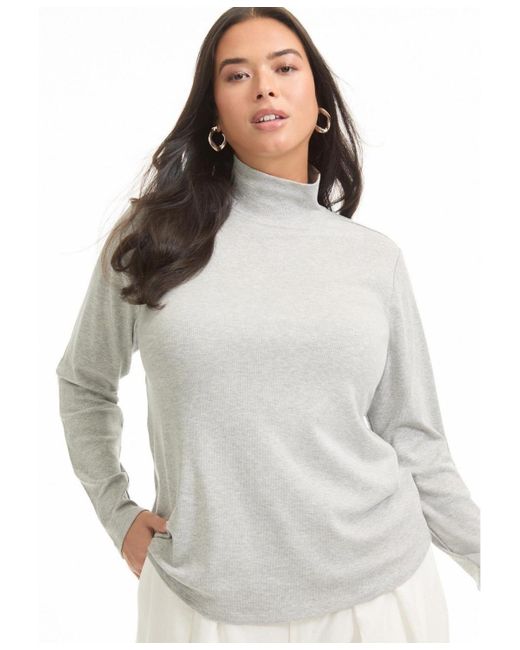 June + Vie White June + Vie Plus Size Ribbed Mock Neck Top