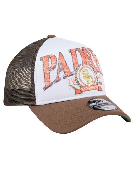 KTZ White San Diego Padres Distressed 9forty A-frame Adjustable Trucker Hat for men