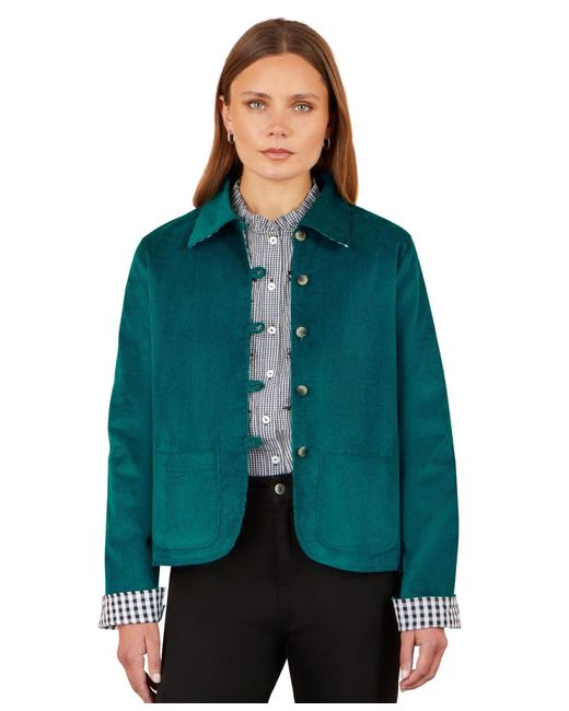 Yumi' Green Cord Reversible Gingham Jacket