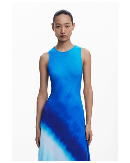 Desigual Blue Tie-dye Ruched Dress