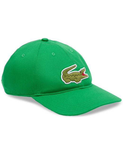 Lacoste Green Adjustable Croc Logo Cotton Twill Baseball Cap for men