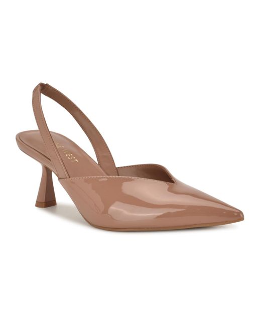 Nine West Brown Lamma Slingback Spool Heel Pumps