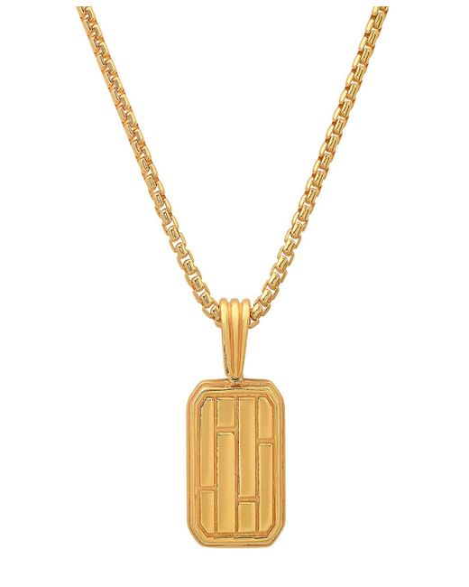 Steeltime Metallic Dog Tag Brick Pendant Necklace for men