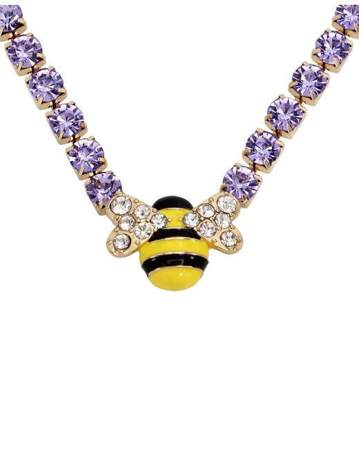 Betsey Johnson Metallic Faux Stone Bee Pendant Necklace