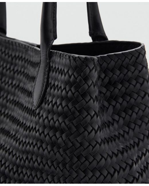Mango Black Braided Leather Bag