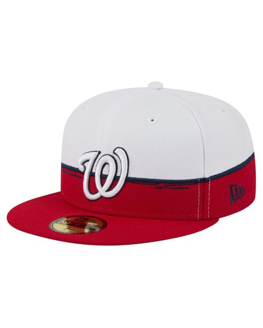 KTZ Red/white Washington Nationals Paint Stroke 59fiftyâ Fitted Hat for men