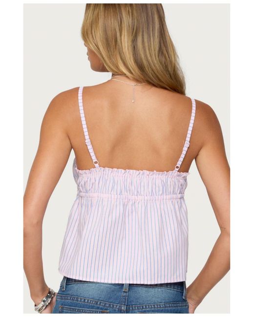Edikted White Avenly Striped Tie Front Babydoll Top