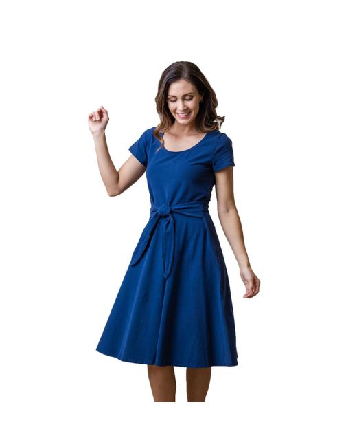 Hope & Henry Blue Tie-waist Knit Dress