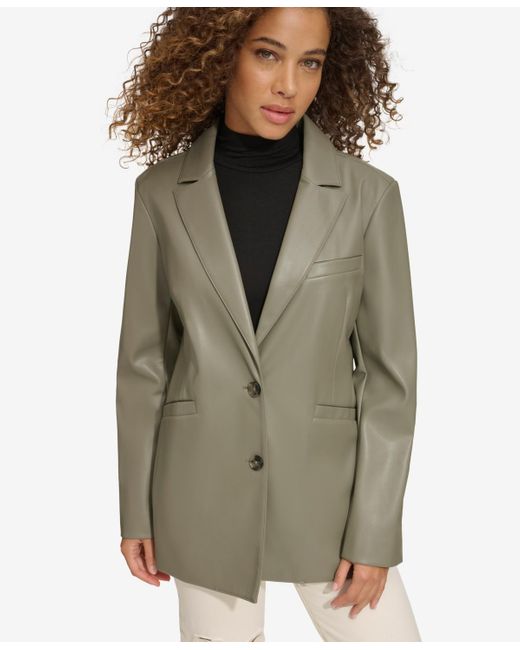 Levi's Green Single-breasted Faux-leather Blazer