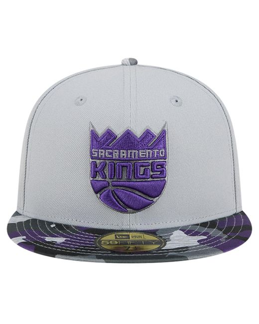 KTZ Gray Sacramento Kings Active Color Camo Visor 59fifty Fitted Hat for men
