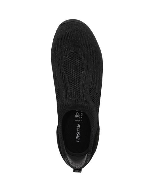 LifeStride Black Respect Washable Round Toe Slip On Sneakers
