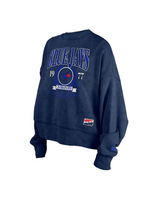 KTZ Toronto Blue Jays City Connect Throwback Enzyme Wash Boxy Cropped Sweatshirt