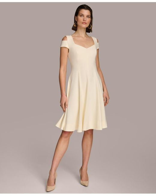 Donna Karan Natural Cold-shoulder Fit & Flare Dress