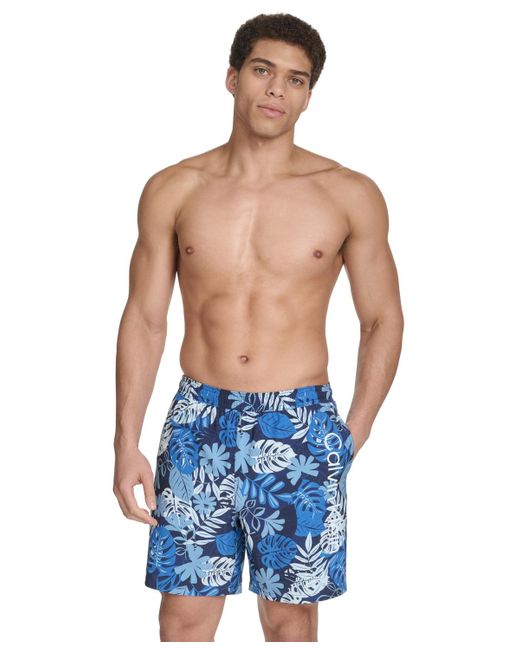 Calvin Klein Blue Regular-fit Quick-dry 5" Swim Trunks for men