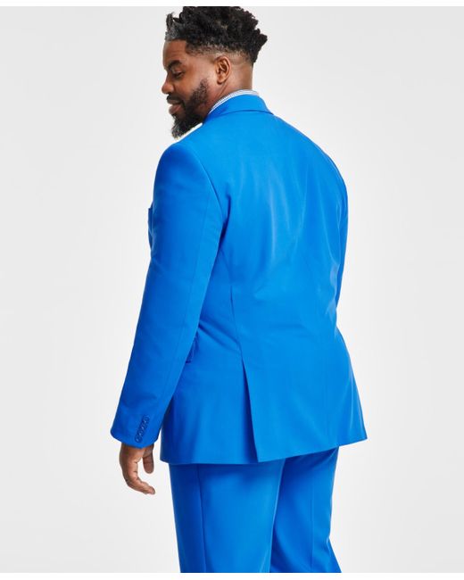 Tayion Collection Blue Classic-fit Solid Suit Separate Jacket for men