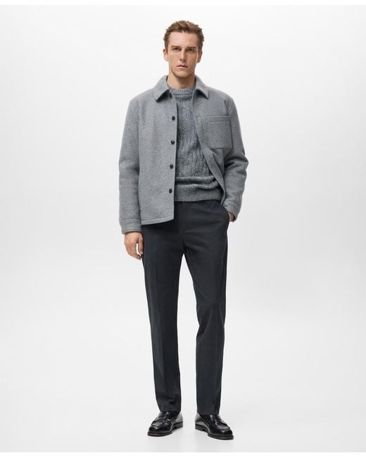Mango Gray Regular-fit Cotton Pants for men
