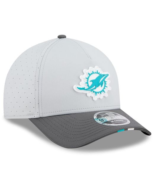 KTZ Blue Gray/graphite Miami Dolphins 2025 Nfl Training Camp A-frame 9forty Adjustable Hat for men