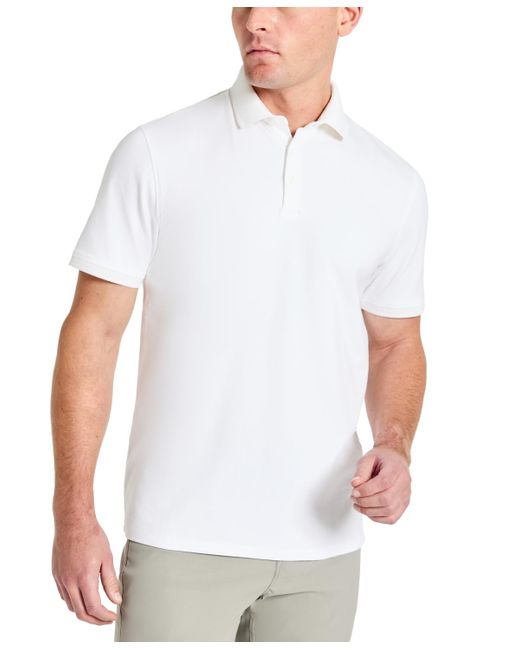 Kenneth Cole White Solid Button Placket Polo Shirt for men
