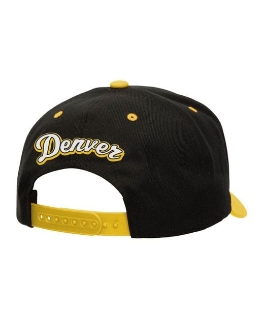 Mitchell & Ness Yellow Black/gold Denver nuggets Backside Script Two-tone Pro Crown Adjustable Hat for men