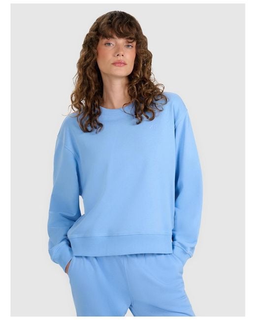 4F Blue Pullover Basic Sweatshirt Without Hood