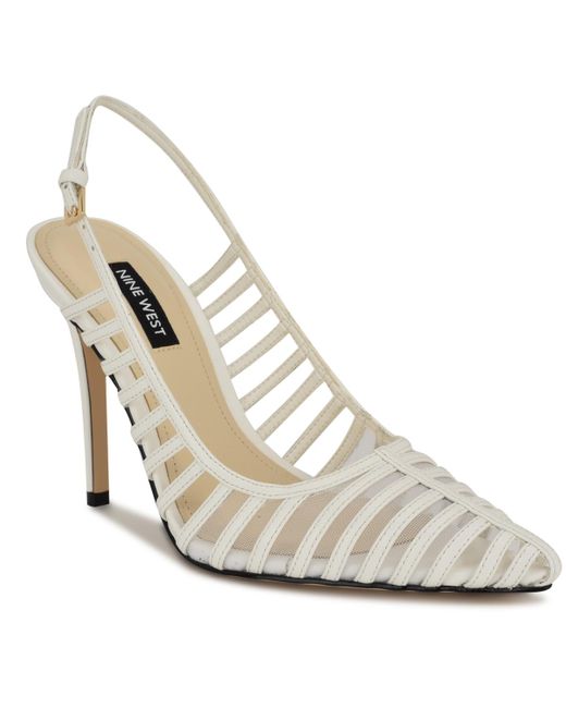 Nine West White Filane Stiletto Heel Pointy Toe Dress Pumps
