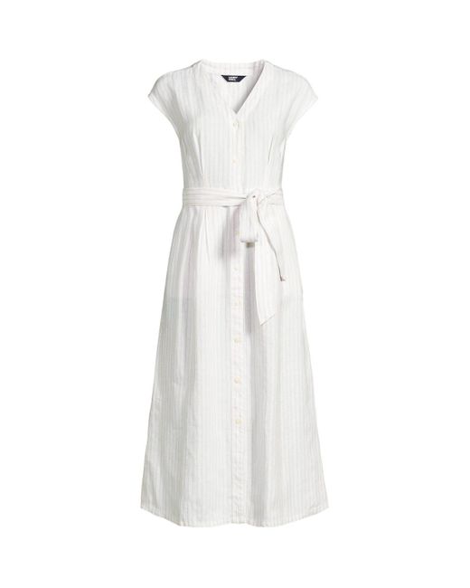 Lands' End White Linen Midi Dress