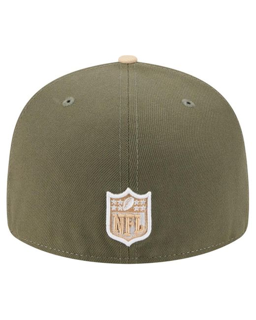KTZ Natural Â Light Beige/olive Las Vegas Raiders Two-tone Color Pack Split Panel 59fifty Fitted Hat for men