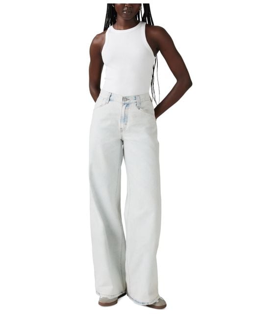 Levi's White Mid Rise Cotton 94 baggy Jeans