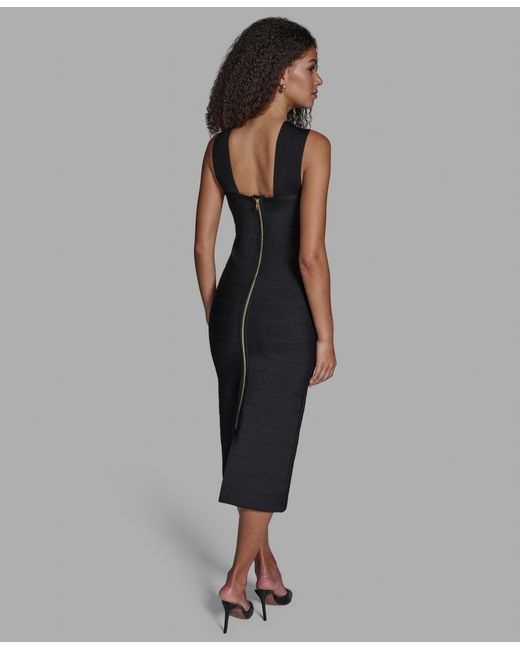 BCBGMAXAZRIA Women's Black Criss-cross Halter Neck Bandage Midi Dress -  www.rajagirimanappuram.com